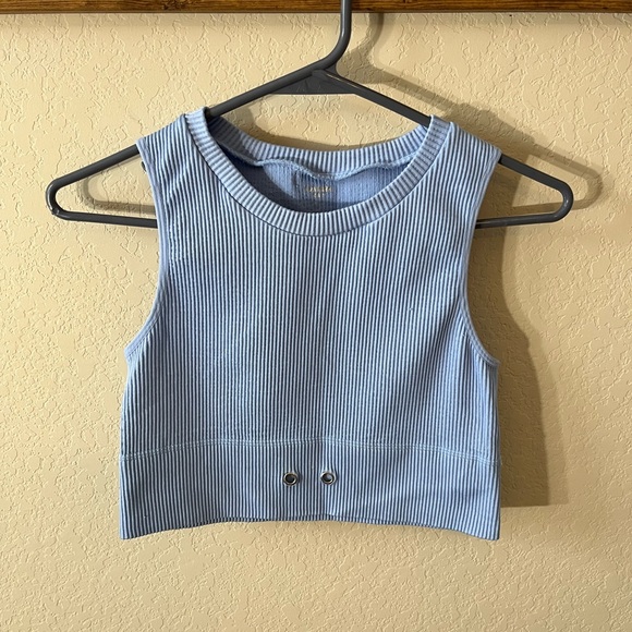Girl Blue Ribbed Crop Tank Top - Picture 1 of 2